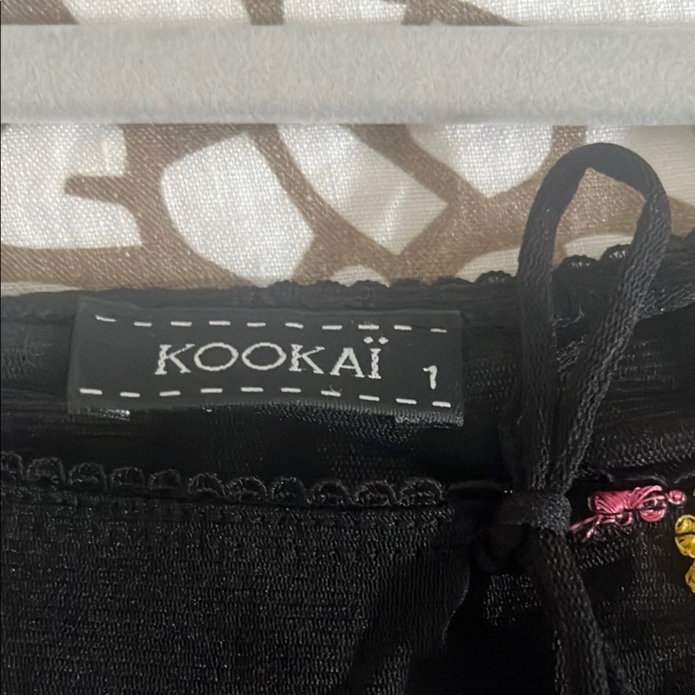 Kookai Black Top with Floral Embroidery - Picture 2 of 5